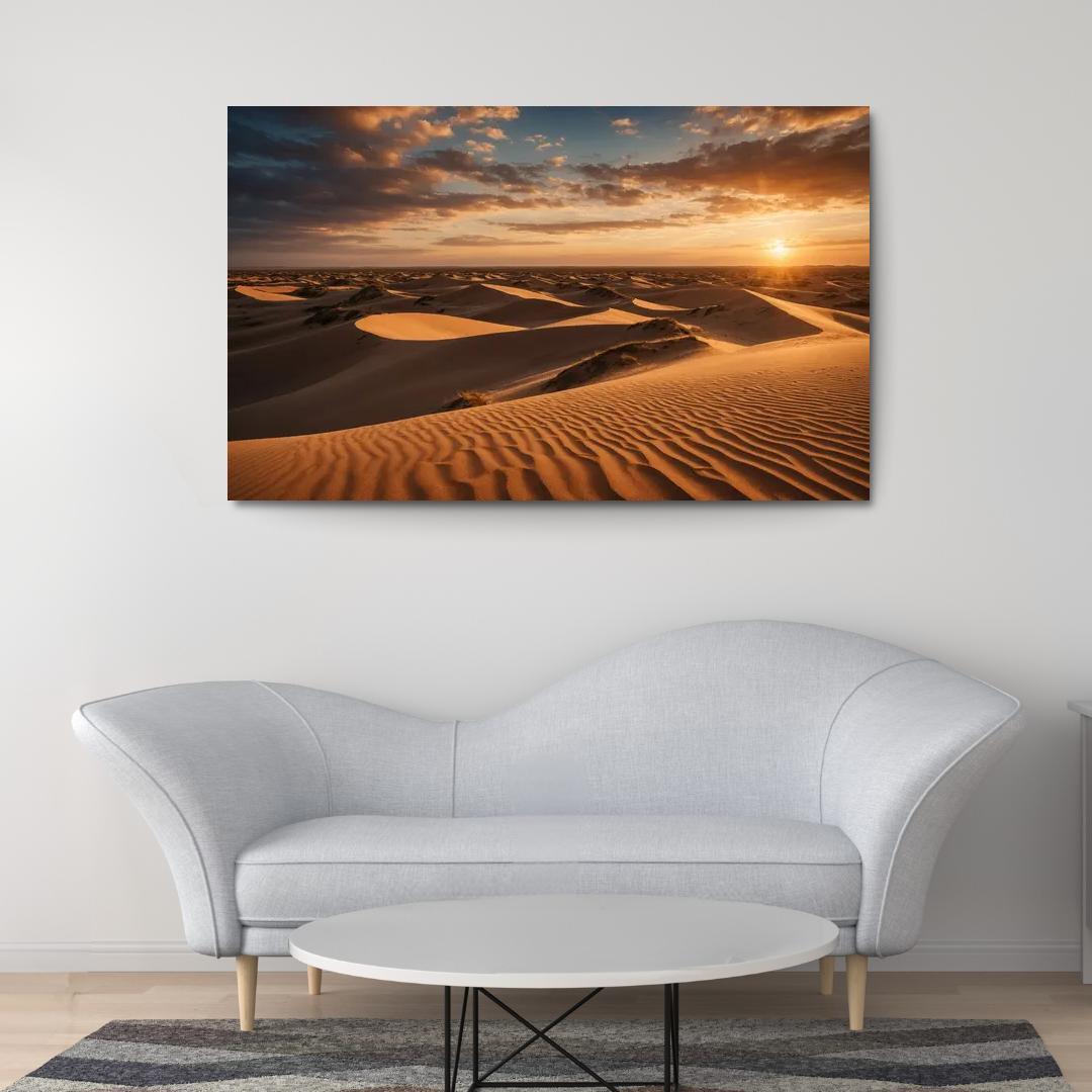 The Radiant Dunes Of Amber Sands Modern Paintings Frame