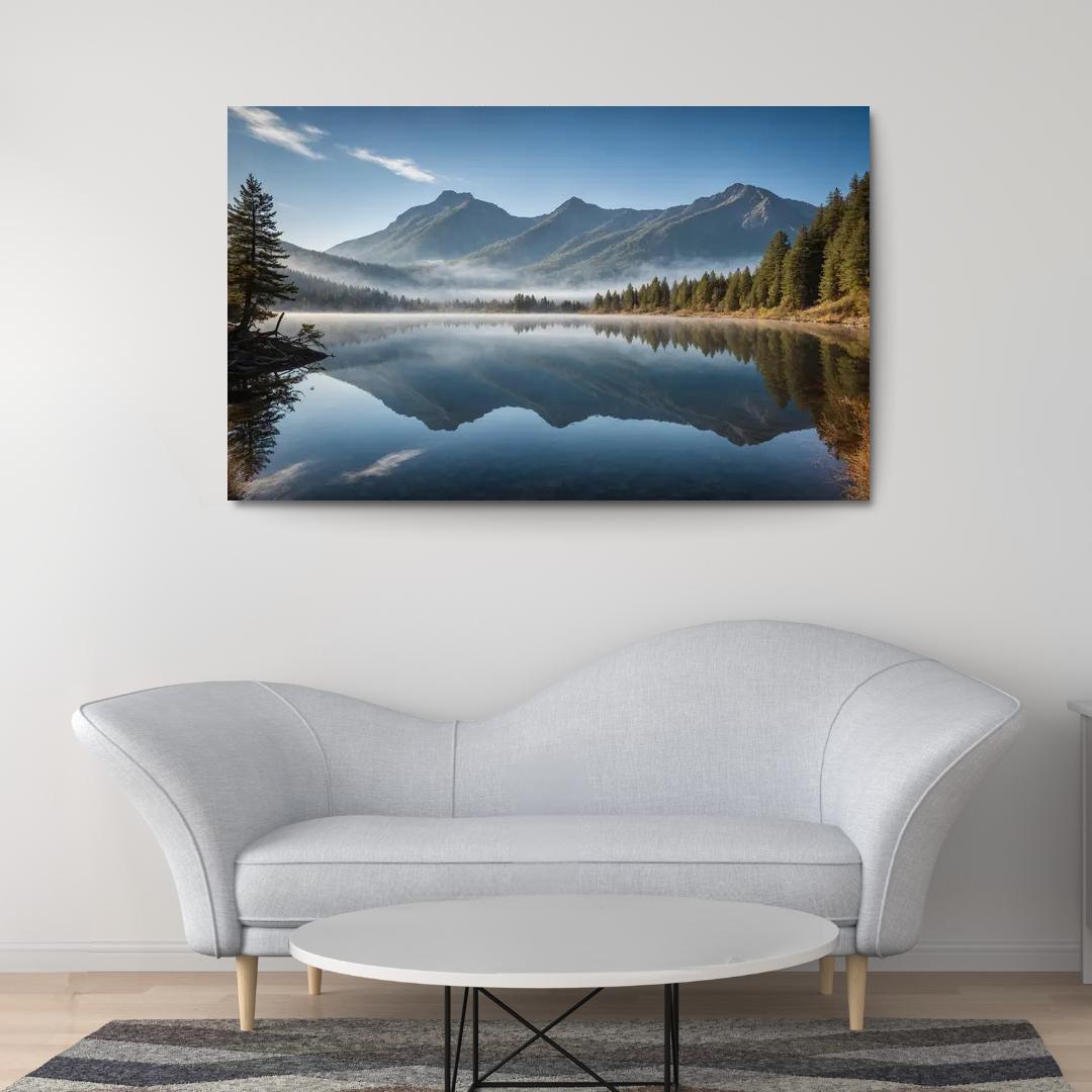 The Celestial Splendor Of Mountain Reflections Oil Paintings Frame