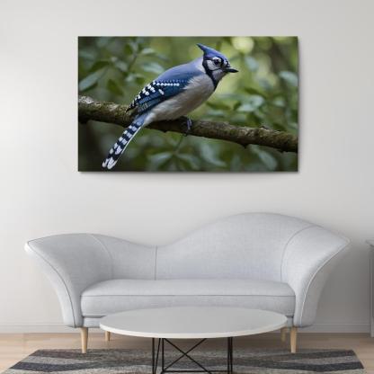 The Elegant Blue Jay In The Forest Framed Paintings