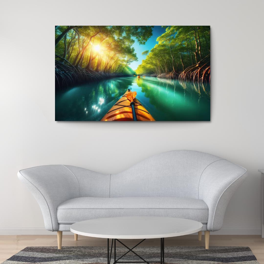 Winding Waters A Kayaker's Dream Custom Paintings Frame