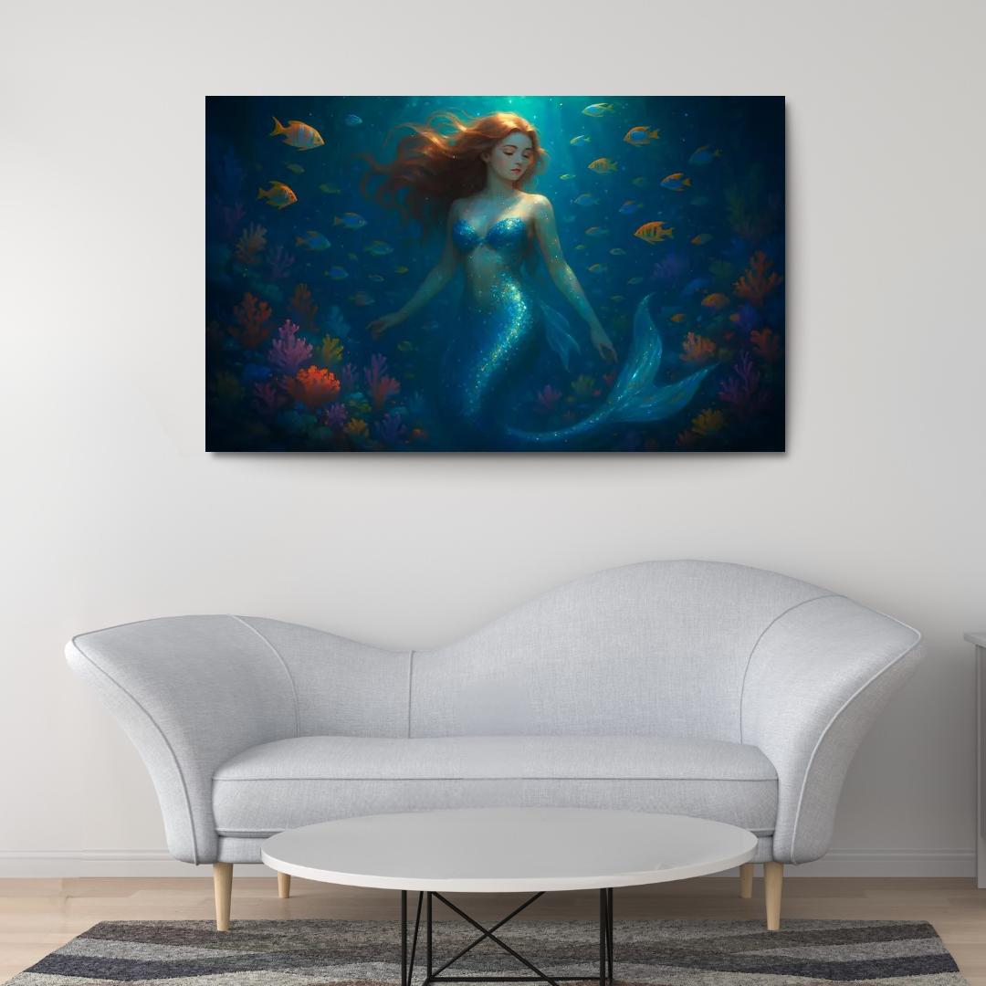 Magical Mermaid - Underwater Fantasy Tale Framed Paintings