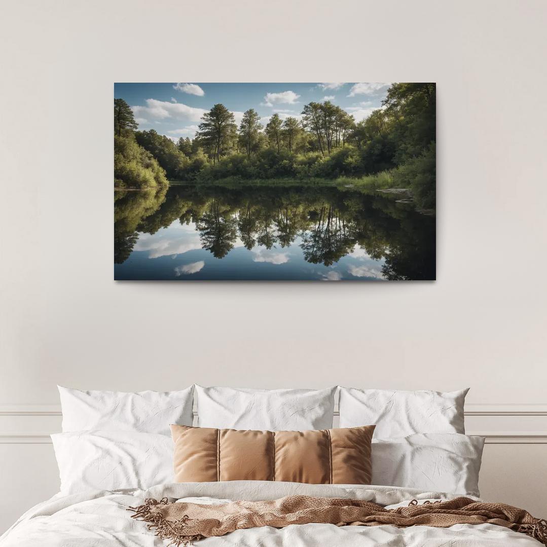 The Tranquil Reflection Of Jade Lake Modern Paintings Frame