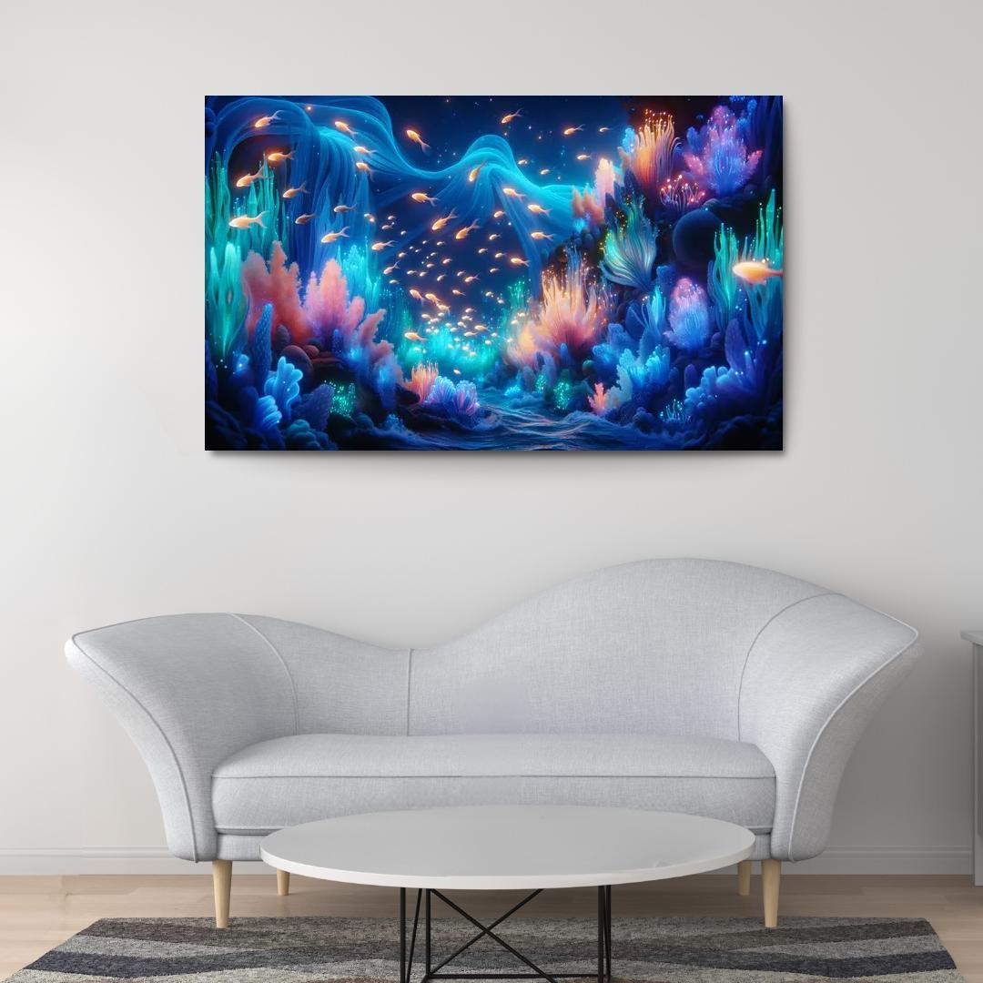 The Luminescent Depths 1 Piece HD Canvas Wall Art-Original Frame