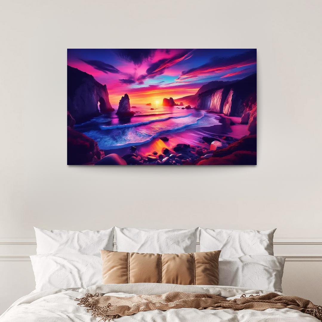 Crescent Bay Sunset Retreat Abstract Paintings Frame