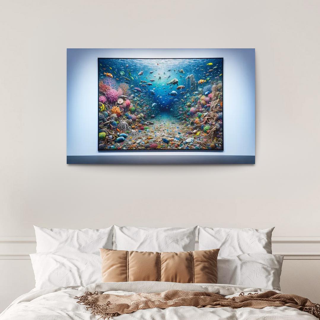 Beneath the Surface Ocean Conservation Awareness 1 Piece HD Canvas Wall Art-Original Frame