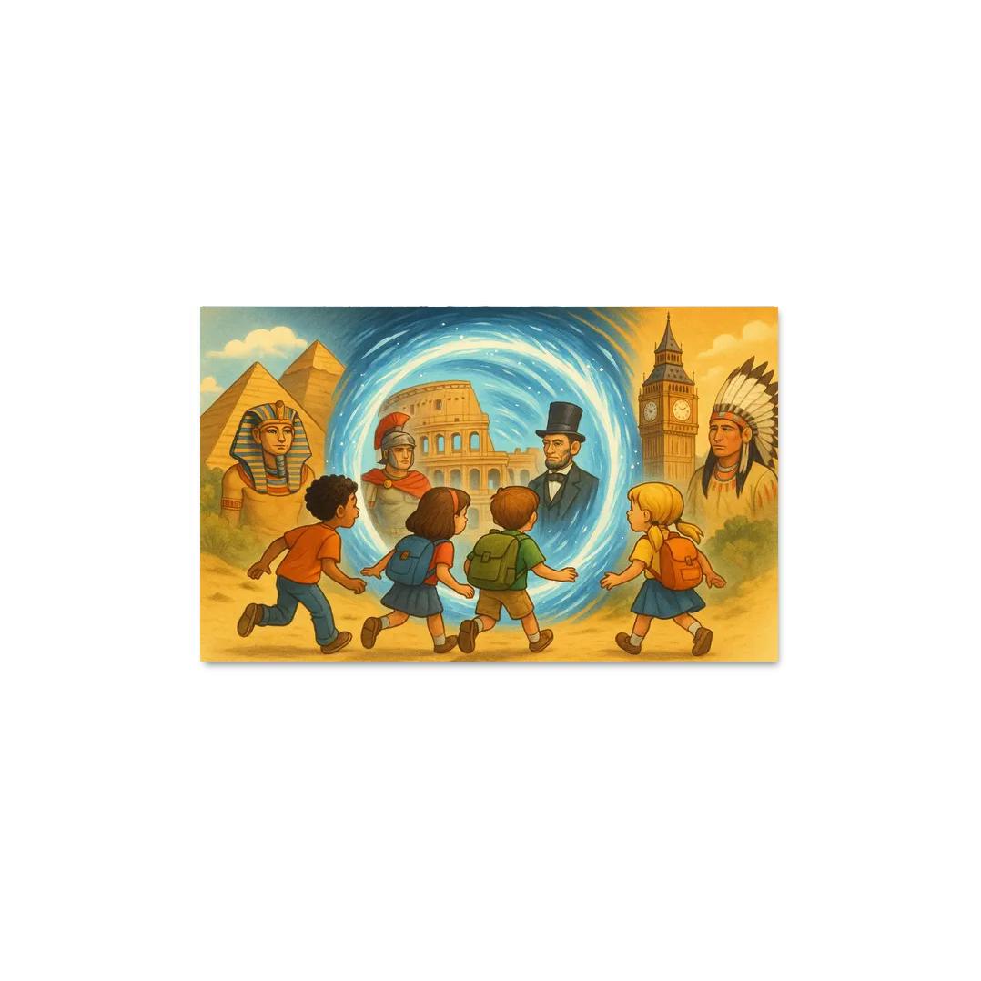 Time Travelers - History Adventure Framed Paintings