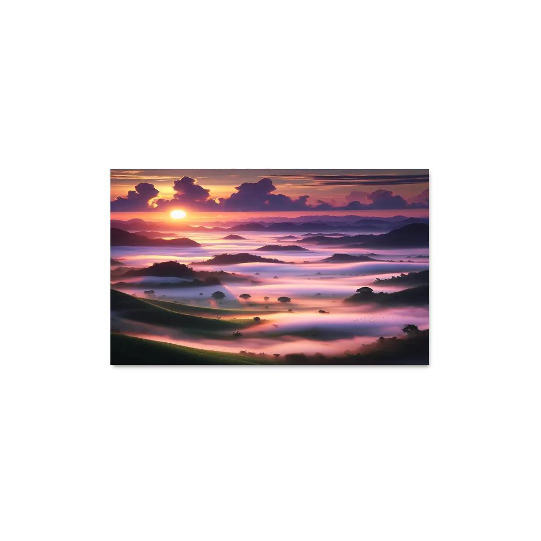 Misty Valley Sunrise Canvas Art Modern Paintings Frame