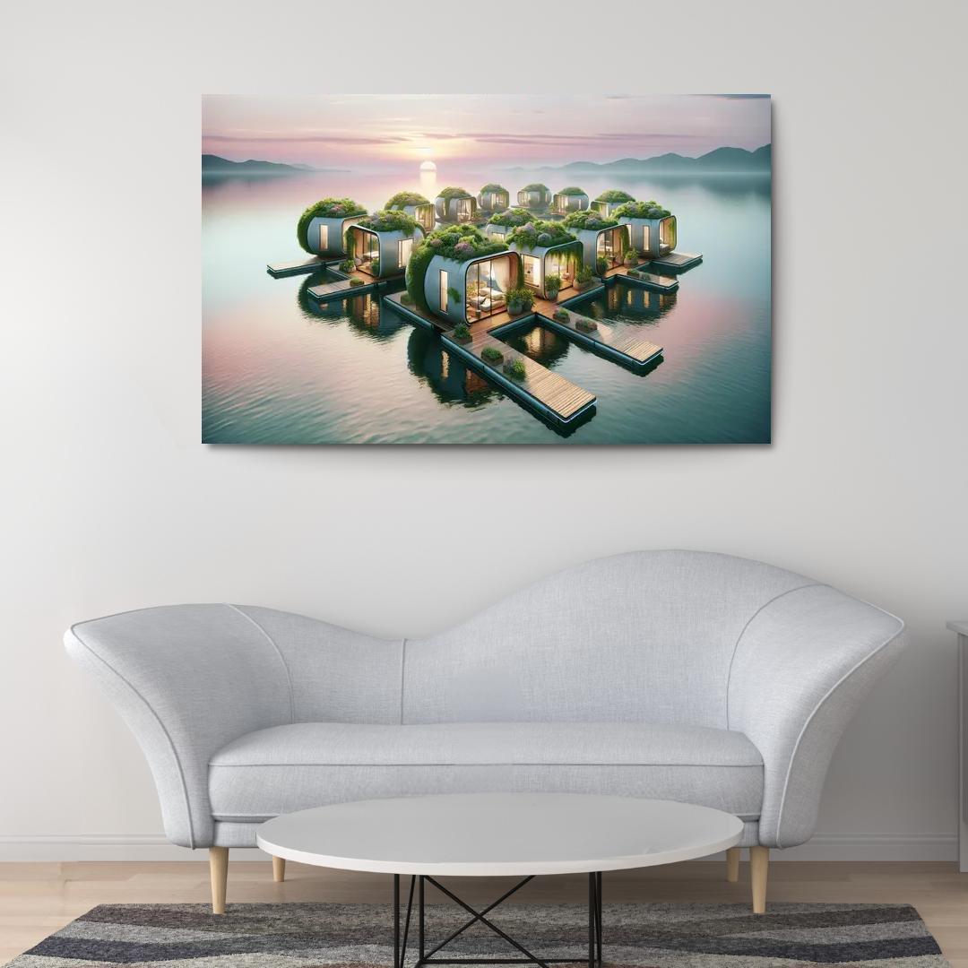 Floating Community Pods 1 Piece HD Canvas Wall Art-Original Frame