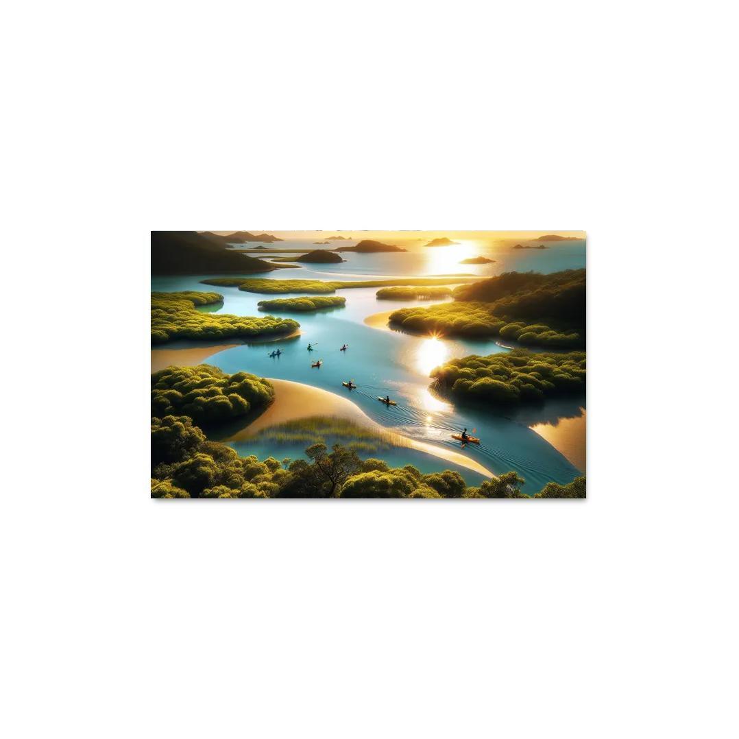 Crystal Waters A Kayaking Adventure 1 Piece HD Canvas Wall Art-Original Frame
