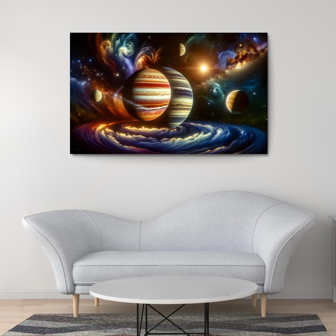 The Dance of Gas Giants in Exoplanetary Systems 1 Piece HD Canvas Wall Art-Original Frame