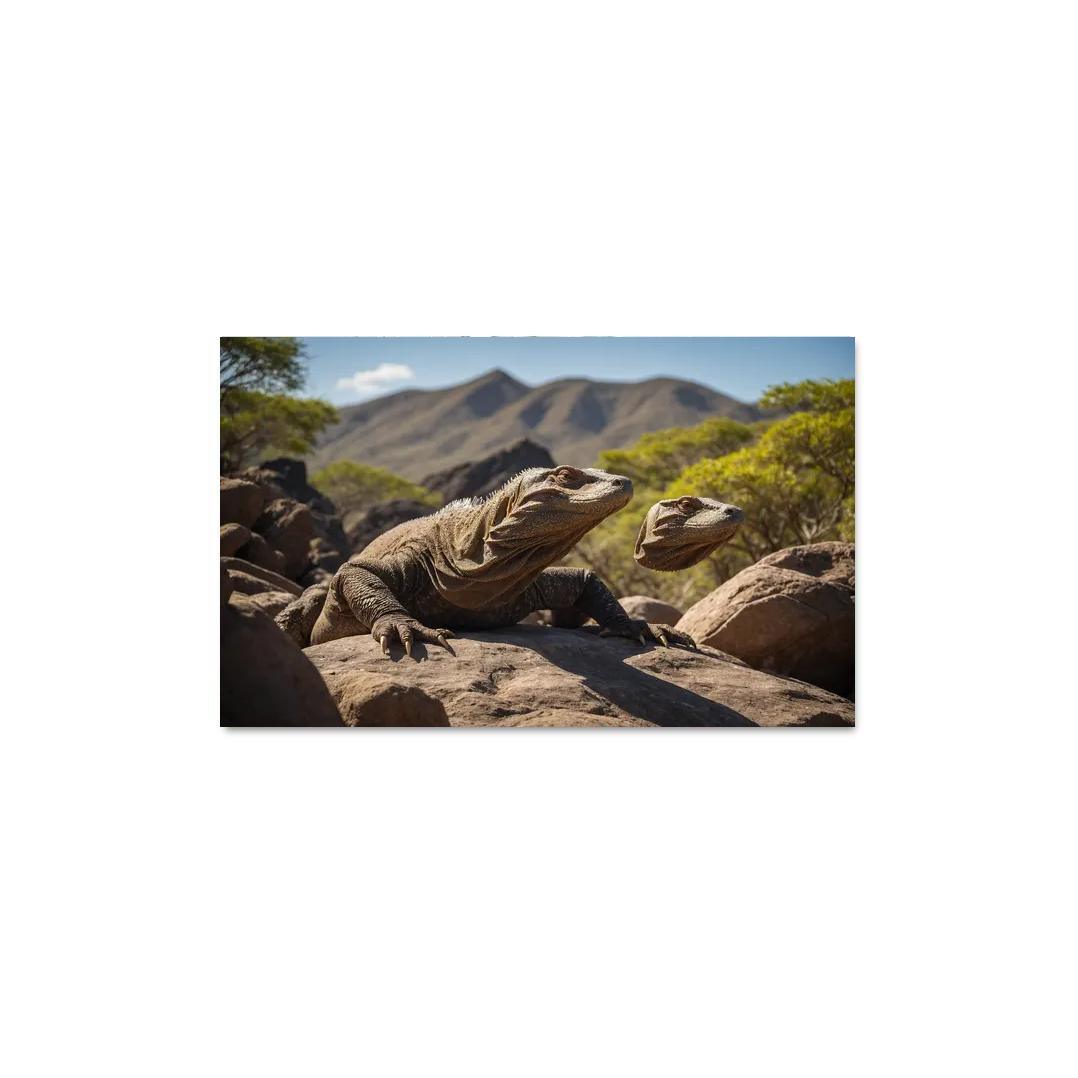 The Mysterious Komodo Dragon On An Island Trail Framed Paintings