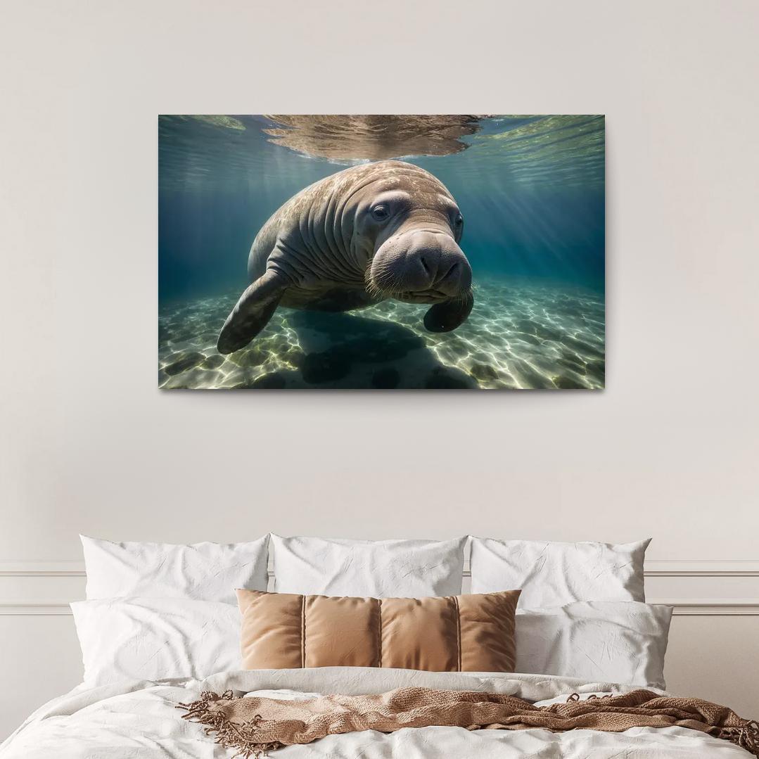 The Mysterious Manatee In Coastal Waters Framed Paintings