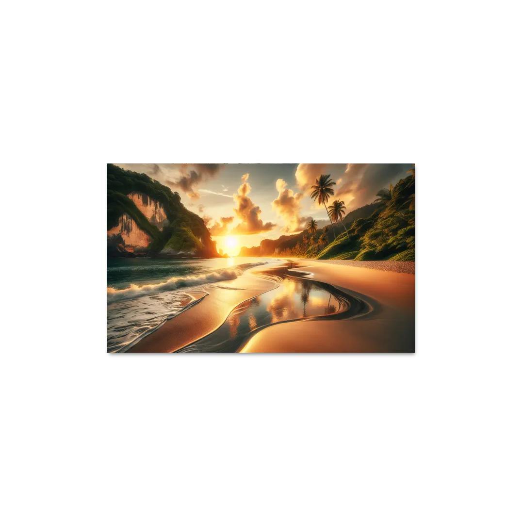 Crescent Moon Beach A Hidden Paradise Modern Paintings Frame