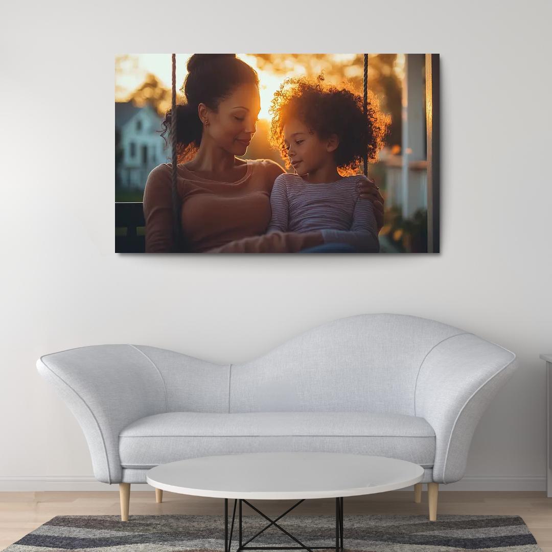 Whispers Of Love A Mother's Soft Guidance Canvas Paintings Frame