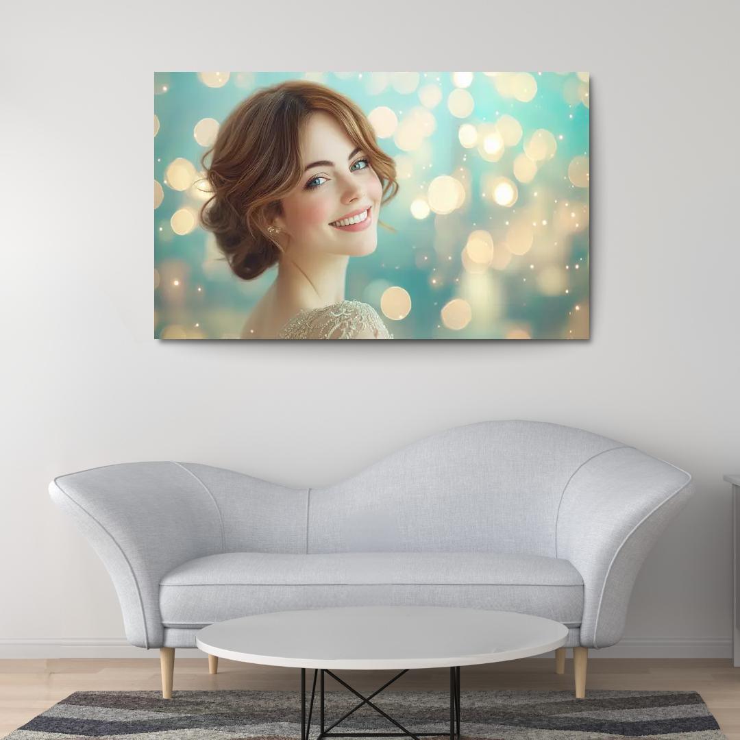 Emma Stone Shining Bright In The La La Land Of Dreams Framed Paintings