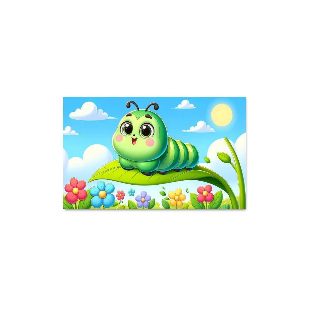Cuddly Caterpillar Journey 1 Piece HD Canvas Wall Art-Original Frame