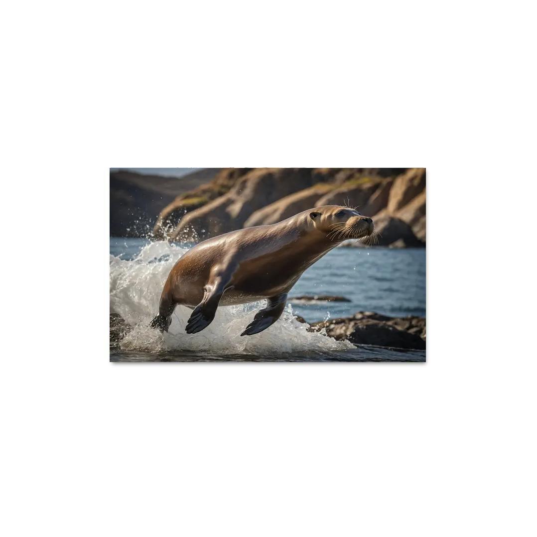 The Playful Sea Lion At A Coastal Colony Framed Paintings