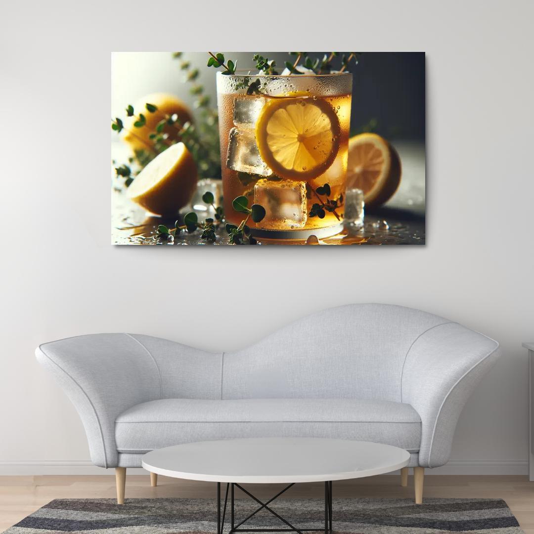 Lemon Thyme Infused Iced Tea 1 Piece HD Canvas Wall Art-Original Frame