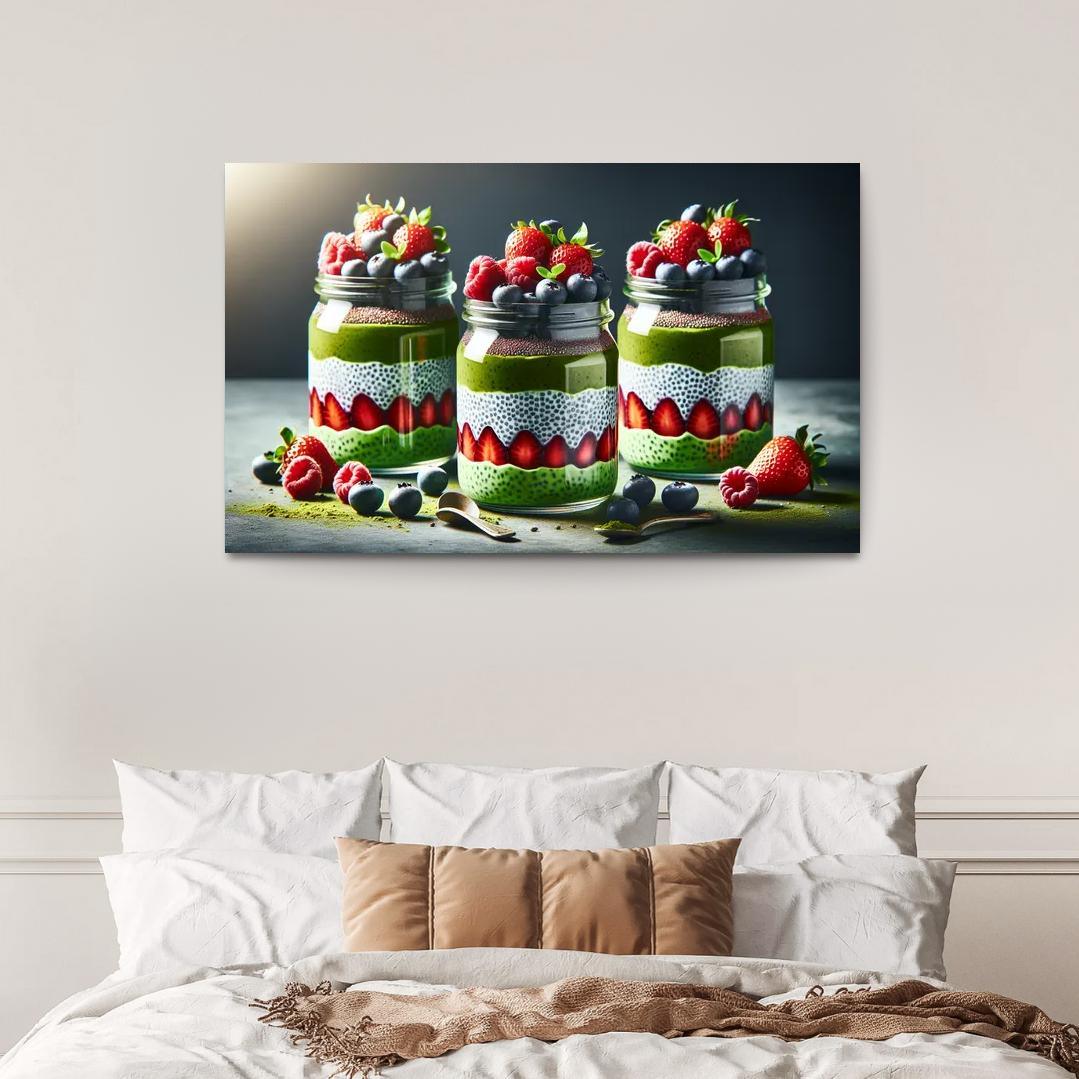 Matcha Chia Seed Pudding 1 Piece HD Canvas Wall Art-Original Frame