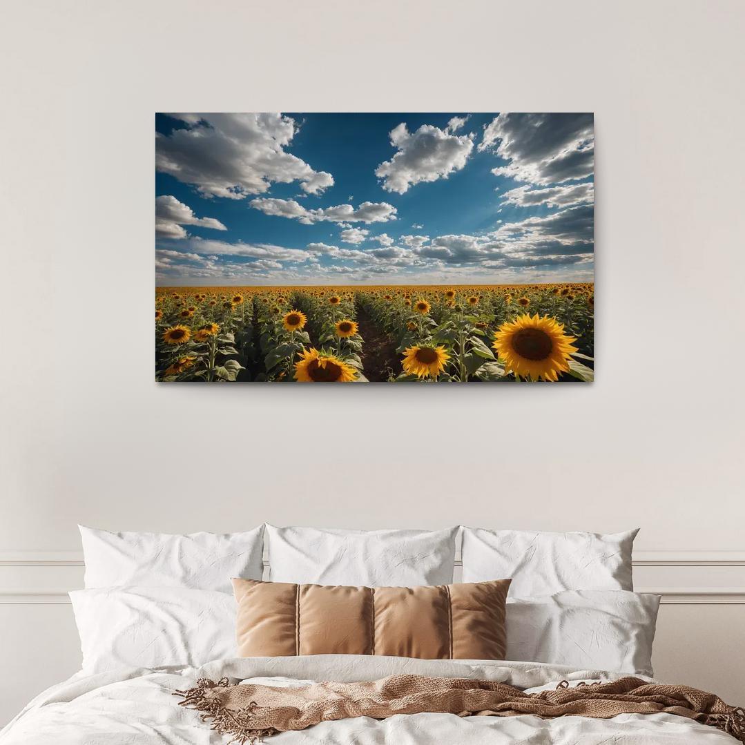 The Radiant Fields Of Golden Sunflowers Oil Paintings Frame