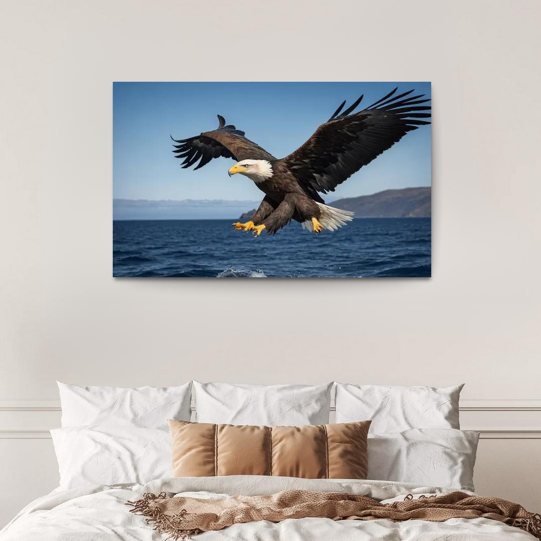The Majestic Steller's Sea Eagle By The Sea Framed Paintings