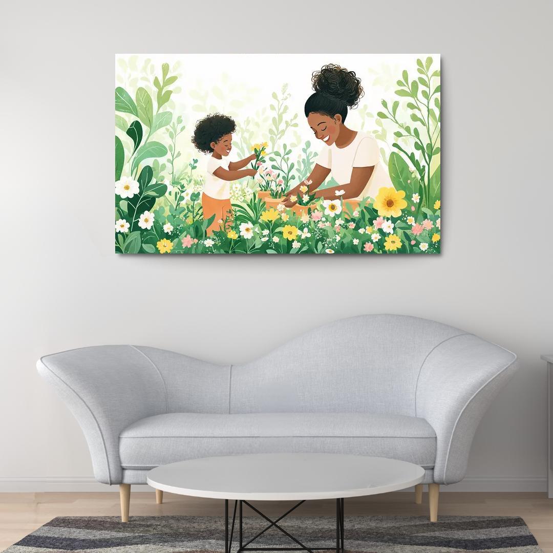 The Blossoming Path A Mothers Nurturing Journey Canvas Paintings Frame