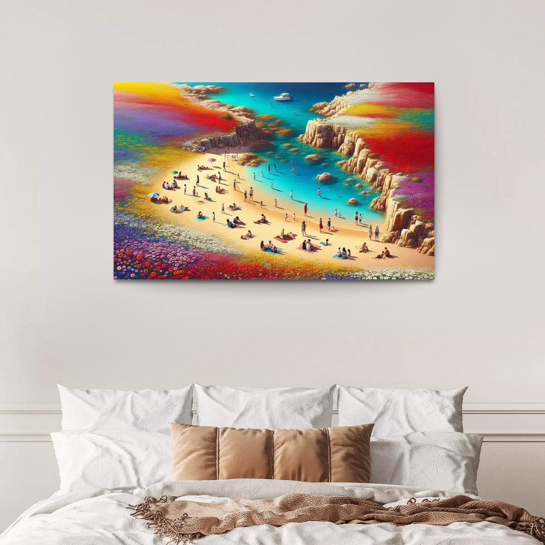 Coastal Wildflower Beach Modern Paintings Frame
