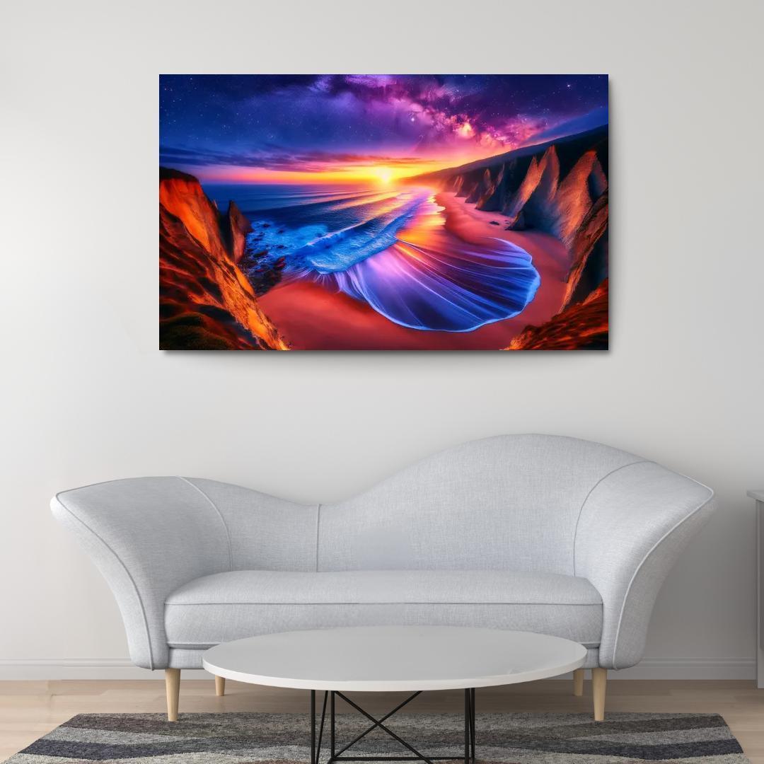 Sunset Palisade Beach Modern Paintings Frame