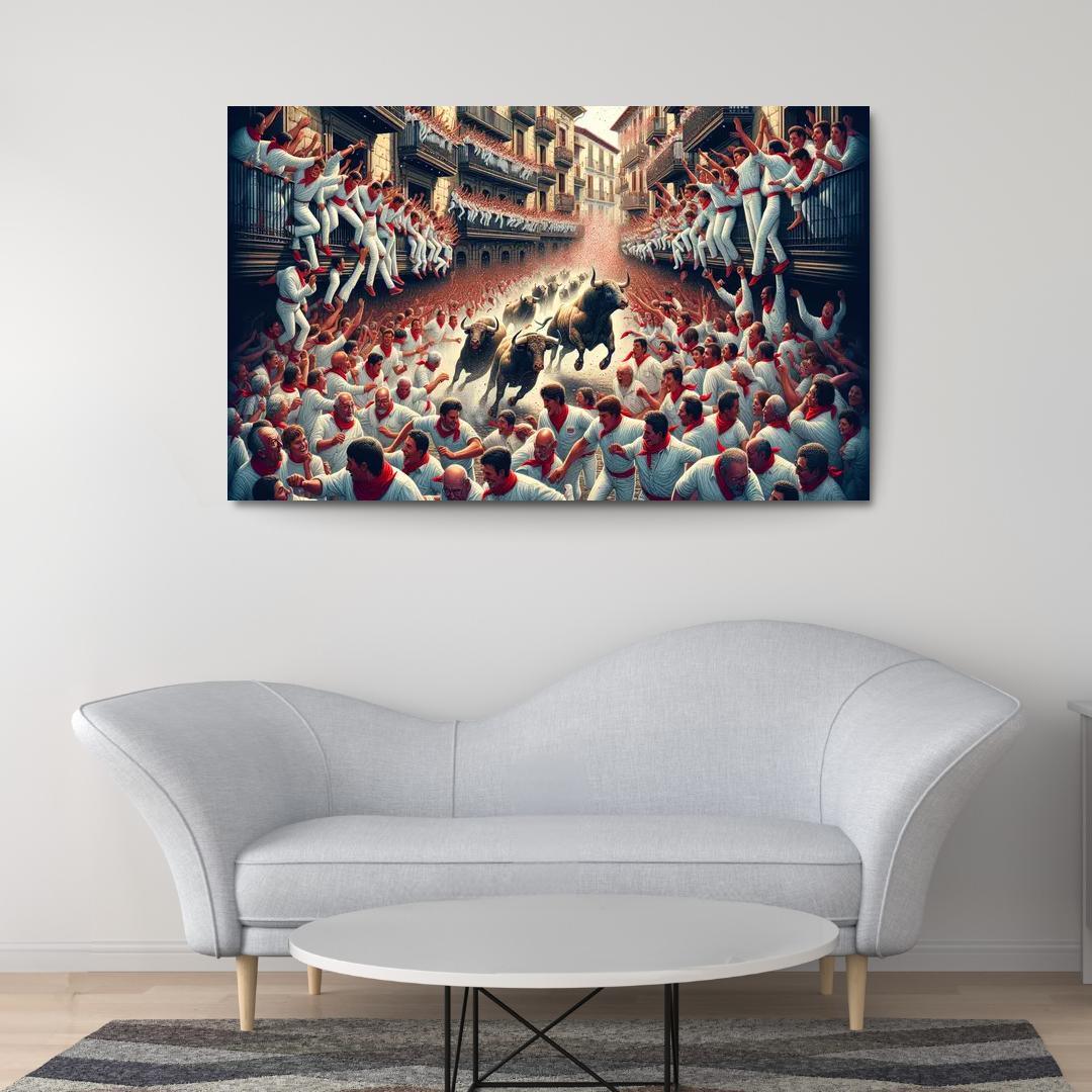 San Fermin Festival - Pamplona Spain Canvas Paintings Frame