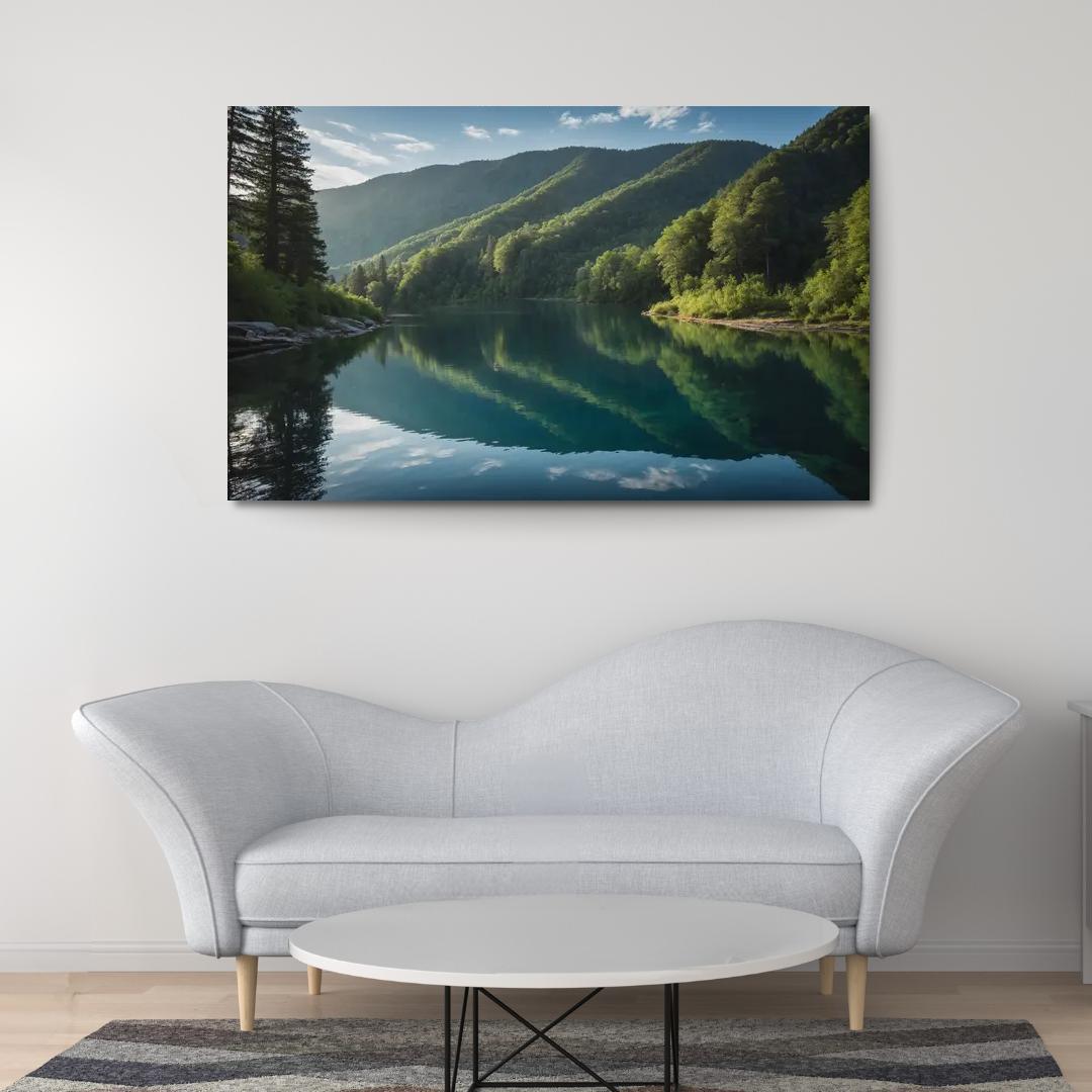 The Mesmerizing View Of Crystal Blue Lakes Oil Paintings Frame