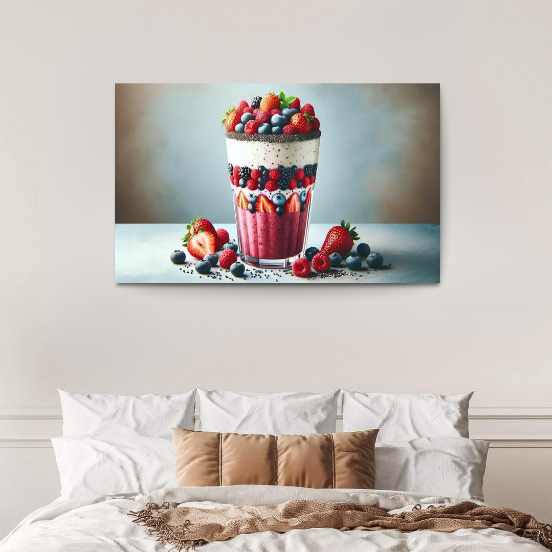 Almond Berry Bliss Smoothie 1 Piece HD Canvas Wall Art-Original Frame