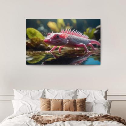 The Luminous Axolotl Underwater Marvel Of Regeneration Modern Paintings Frame