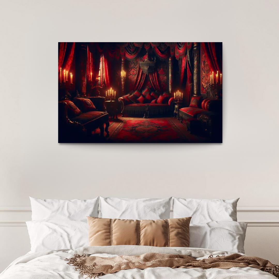 Dark Enchantment Chamber An Ominous Retreat 1 Piece HD Canvas Wall Art-Original Frame