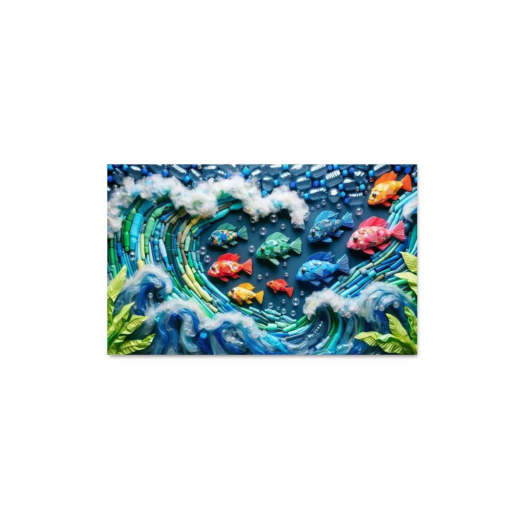 Plastic Ocean Art for Ocean Conservation 1 Piece HD Canvas Wall Art-Original Frame