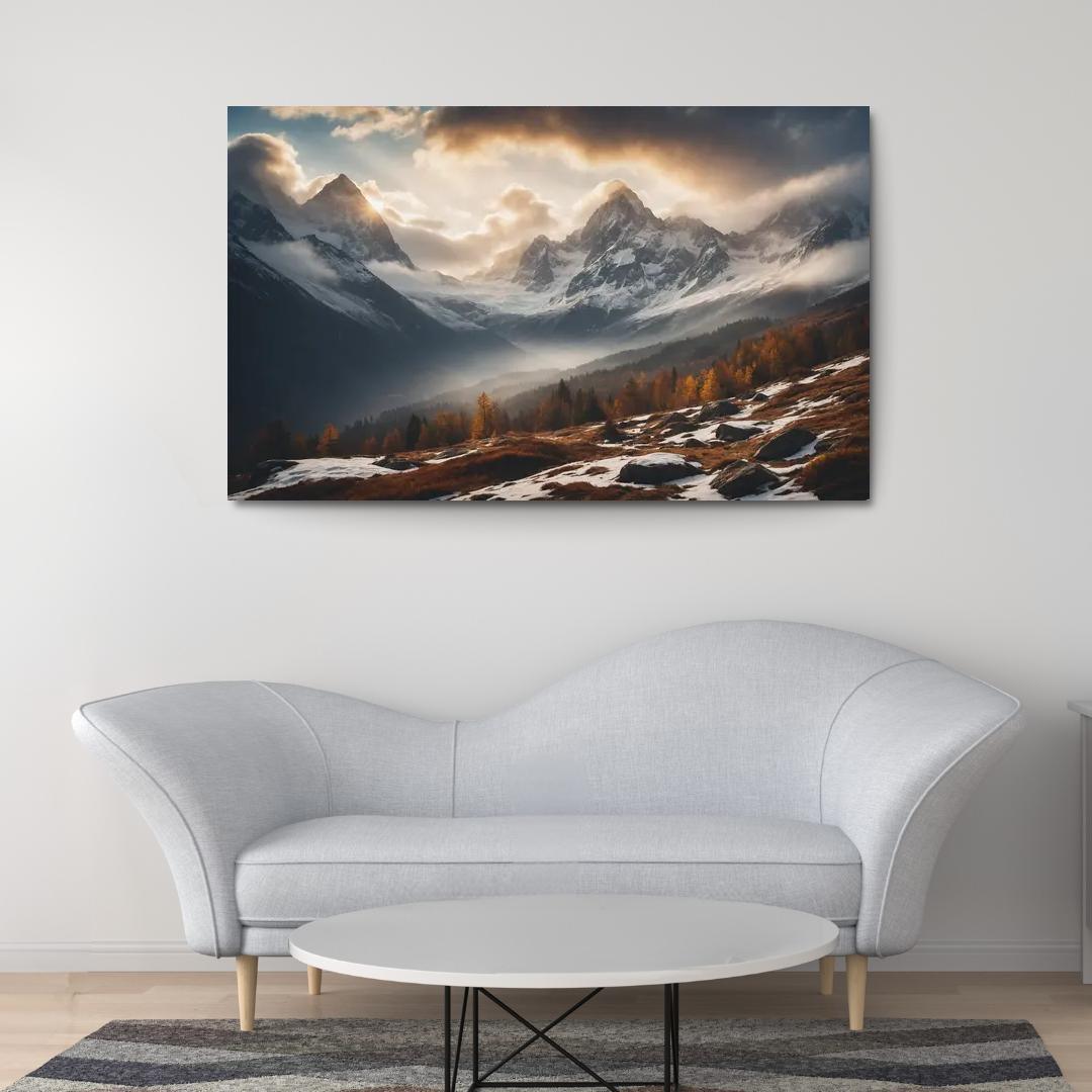 The Serene Echo Of Misty Mountains Oil Paintings Frame