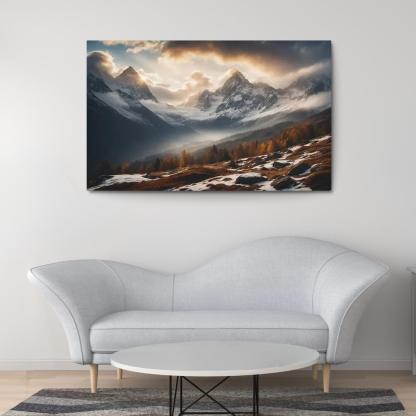 The Serene Echo Of Misty Mountains Oil Paintings Frame