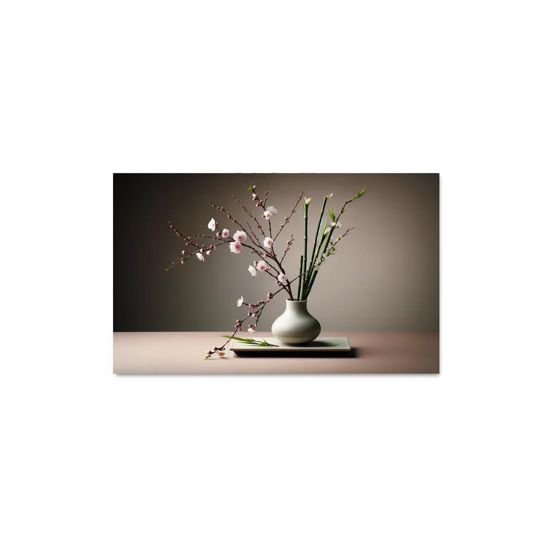 Japanese Serenity Ikebana Inspired Arrangement 1 Piece HD Canvas Wall Art-Original Frame