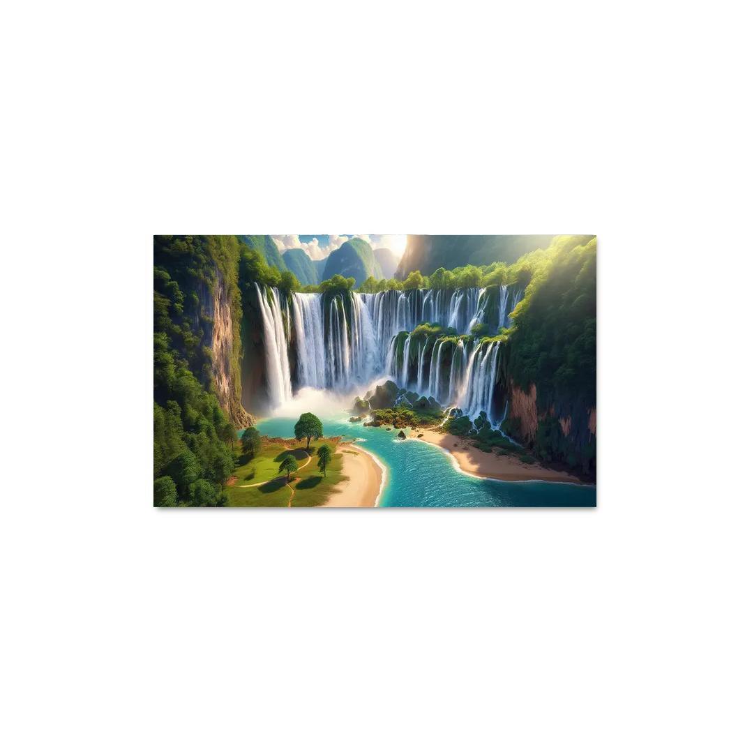 Hidden Falls Beach Waterfall Oasis Abstract Paintings Frame