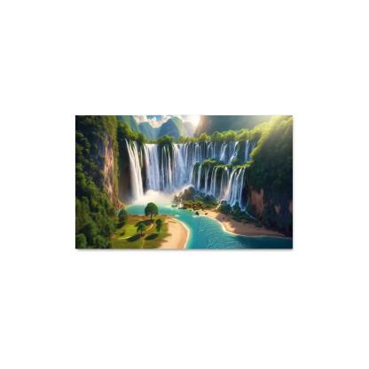 Hidden Falls Beach Waterfall Oasis Abstract Paintings Frame