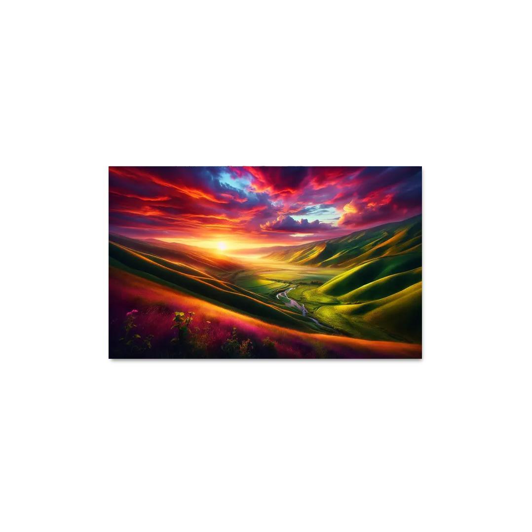 The Golden Horizon Of Dusk Valley Custom Paintings Frame