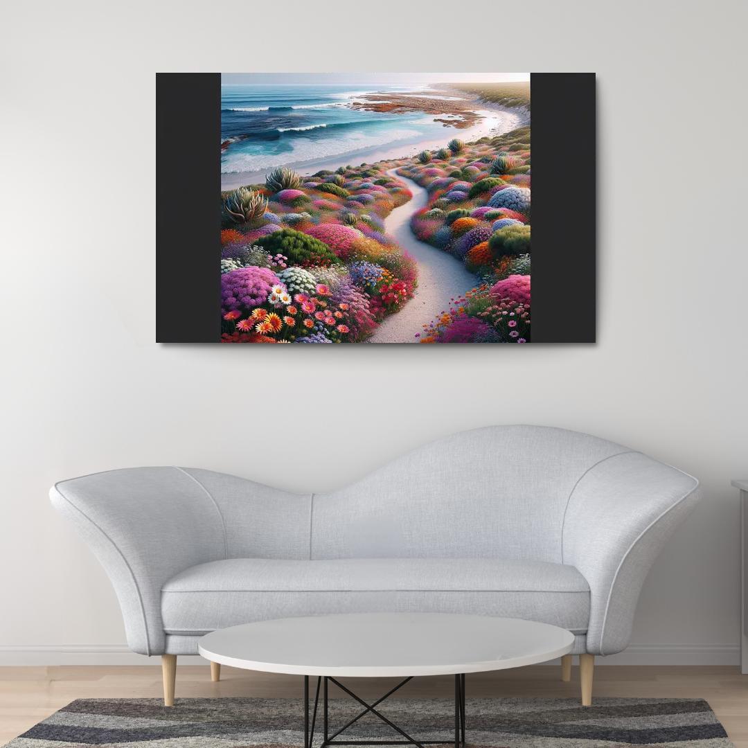Winding Shoreline Scenic Pathway Abstract Paintings Frame