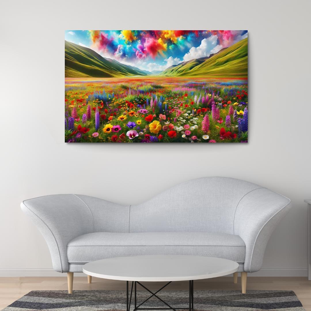 The Vibrant Blooms Of Rainbow Meadow Custom Paintings Frame