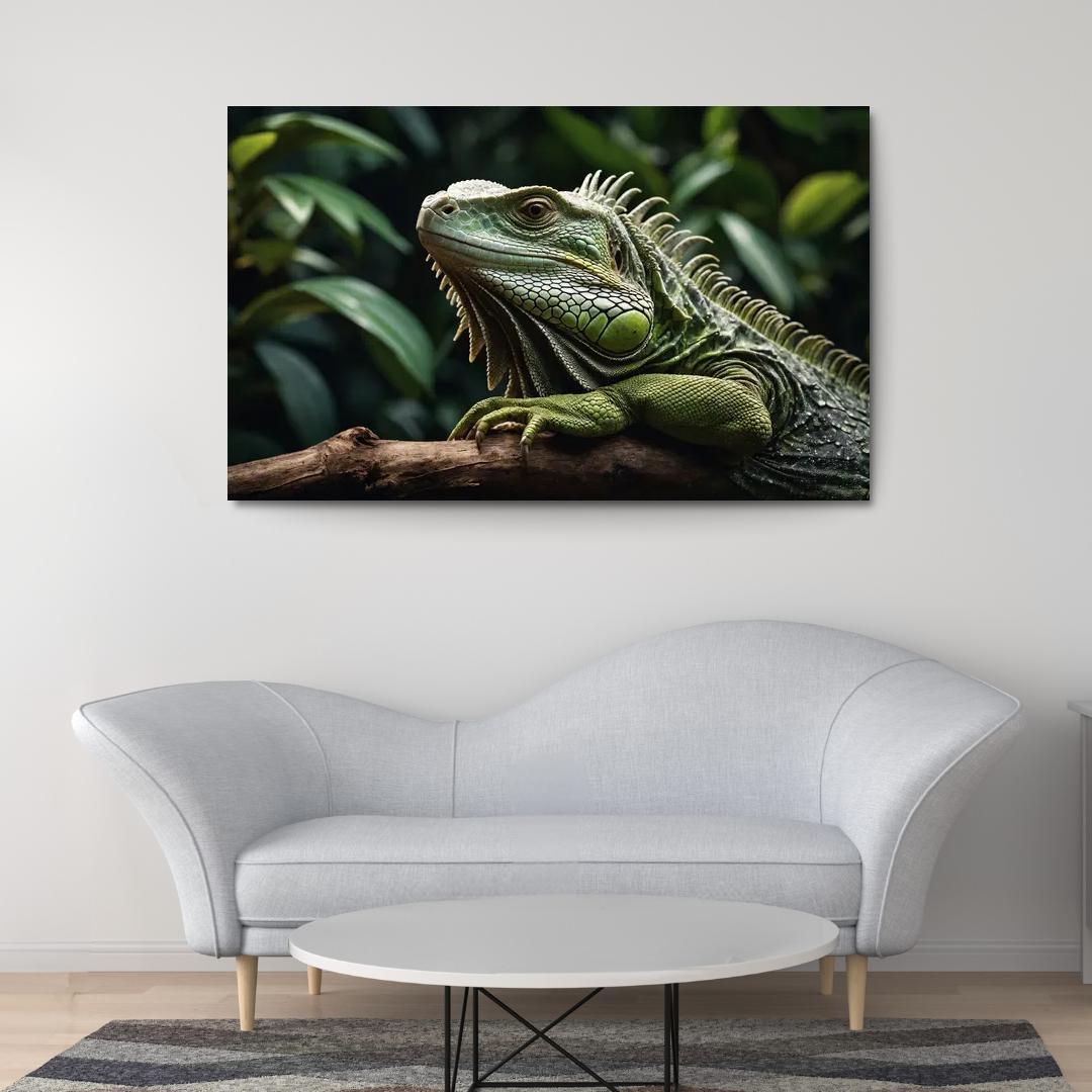 The Mysterious Green Iguana A Lizard Of The Tropics Canvas Paintings Frame