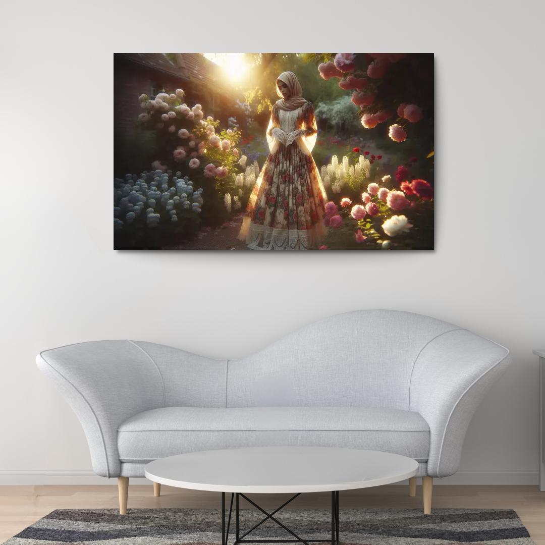 Vintage Floral Nostalgic Prints and Patterns 1 Piece HD Canvas Wall Art-Original Frame