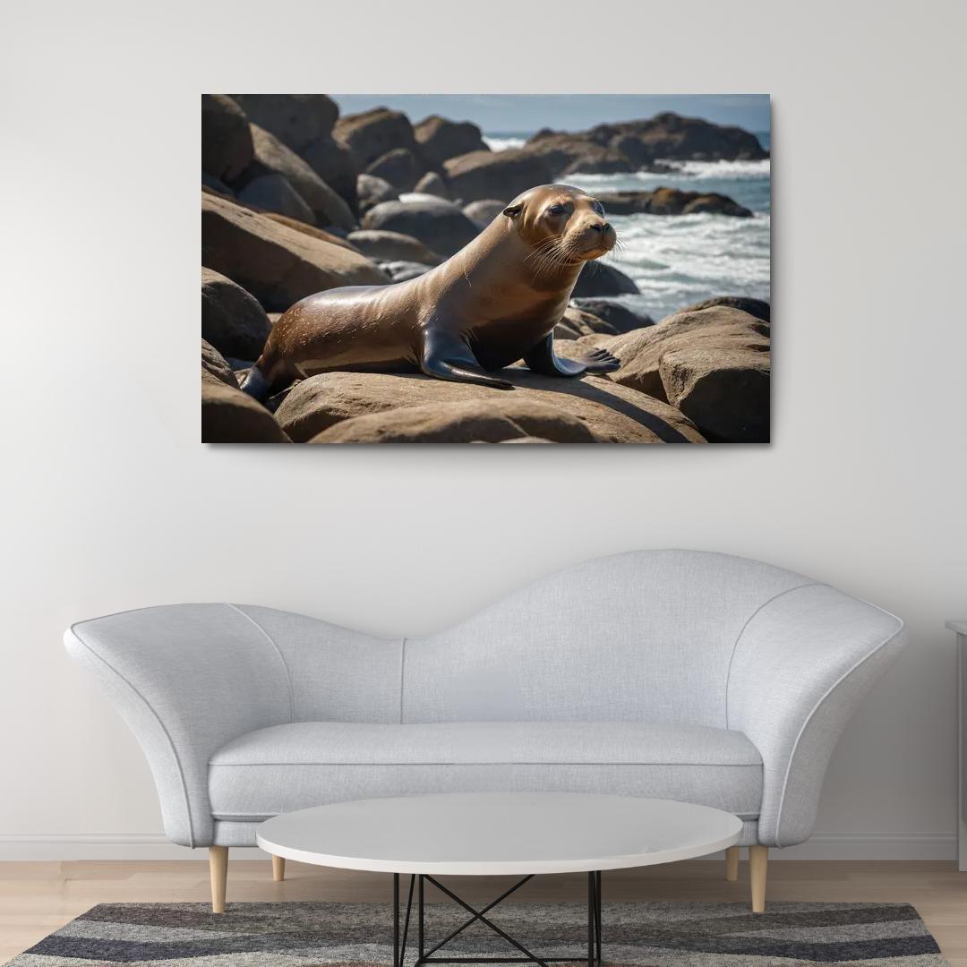 The Playful Sea Lion Acrobats Of The Ocean Canvas Paintings Frame