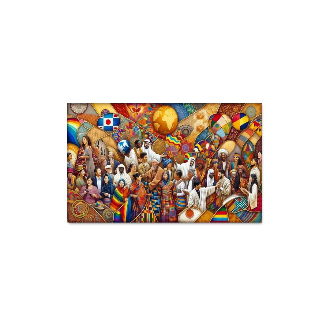 Cultural Mosaic Celebrating Diversity Through Art 1 Piece HD Canvas Wall Art-Original Frame