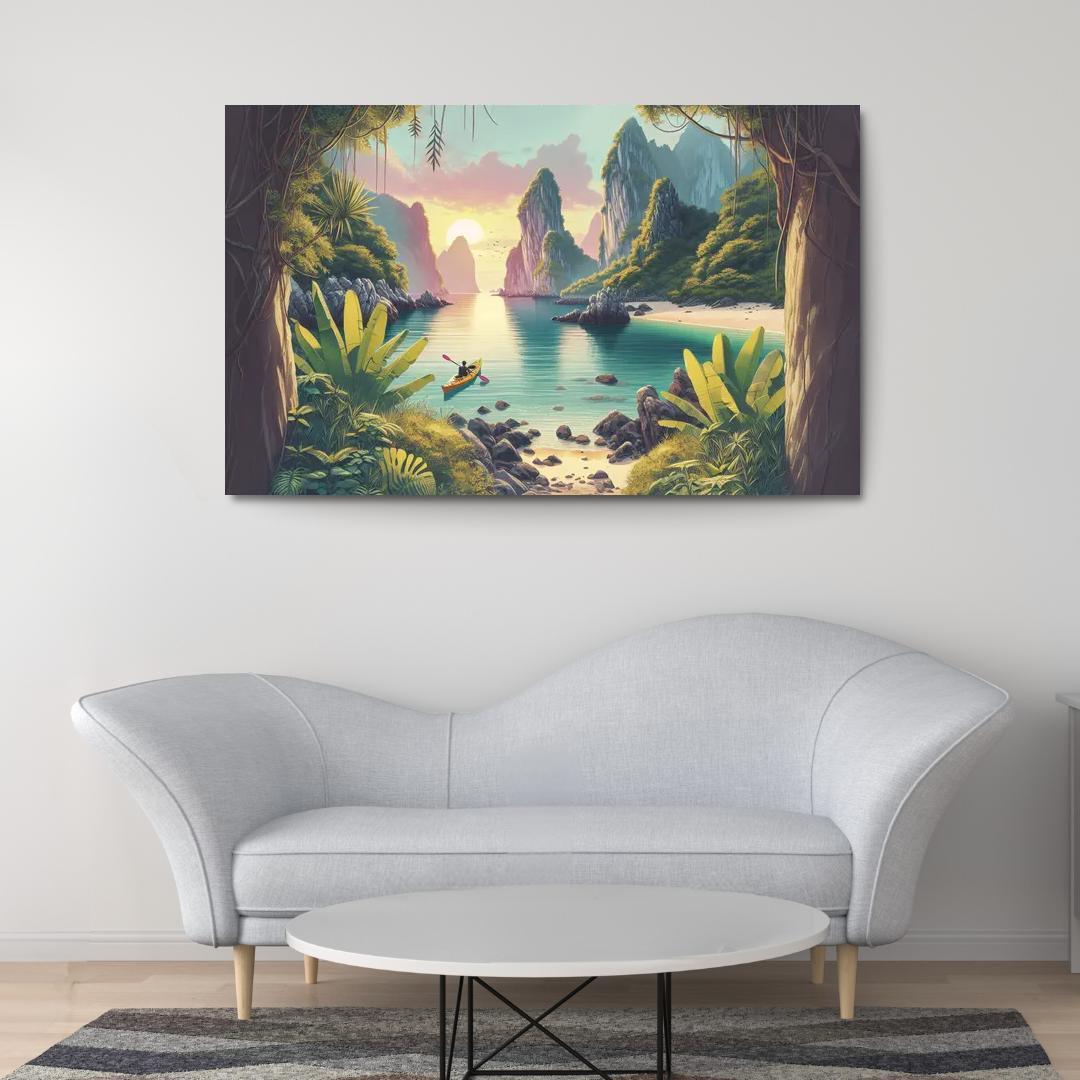 Mystic Waters Kayaking Paradise Premium Artwork Frames
