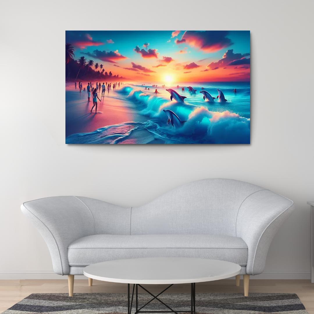 Cerulean Bliss Sunset And Wildlife Watching Premium Artwork Frames