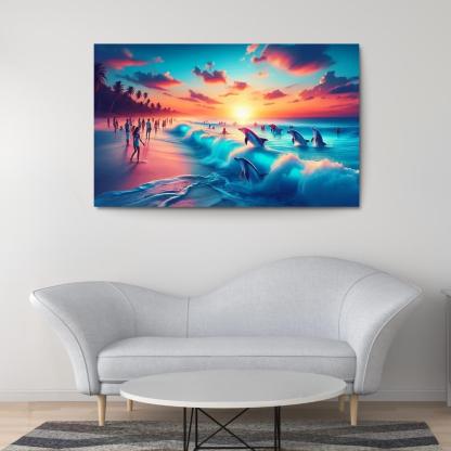Cerulean Bliss Sunset And Wildlife Watching Premium Artwork Frames