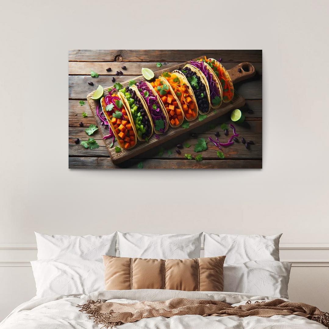 Savory Sweet Potato and Black Bean Tacos 1 Piece HD Canvas Wall Art-Original Frame